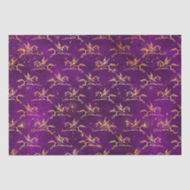 Golden Pegasus Sparkle Pattern on Regal Purple Seidenpapier