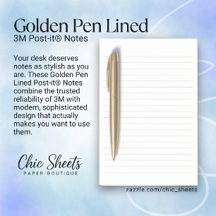 Golden Pen Lined 3M Post-it® Notizen