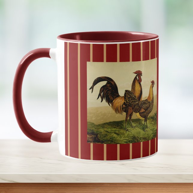 Golden Penciled Hamburg Roosters Red Gold Striped Tasse (Von Creator hochgeladen)