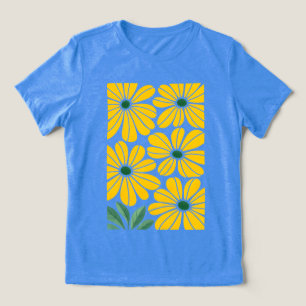Golden Petals Damen Abstract Floral T-Shirt Tri-Blend Shirt