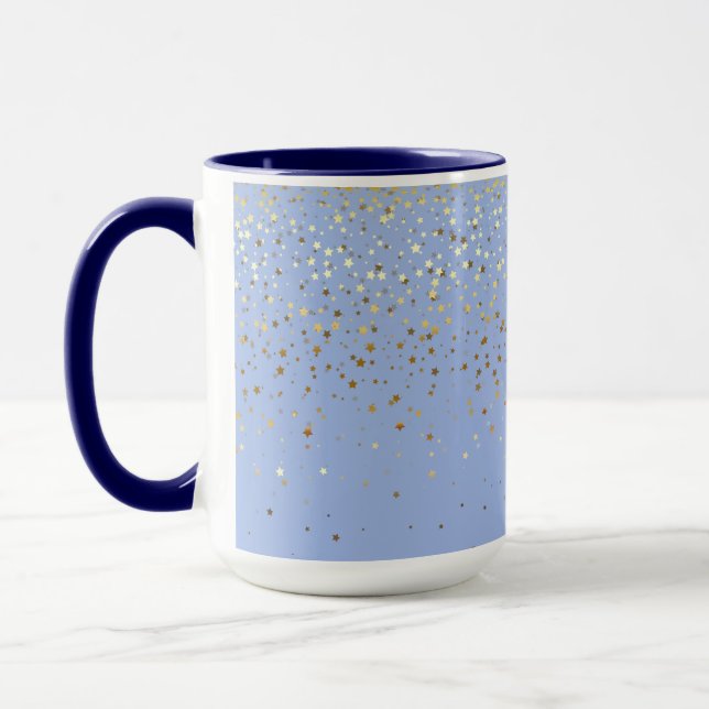 Golden Petite Stars Mug à café à deux tons - bleu (Gauche)