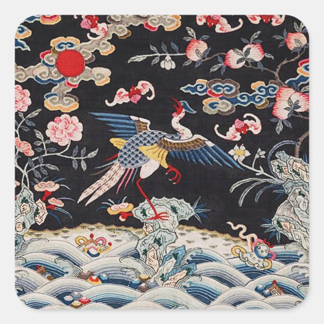 Golden Pheasant & Quing Dynastie /imperiale China Quadratischer Aufkleber (Vorderseite)