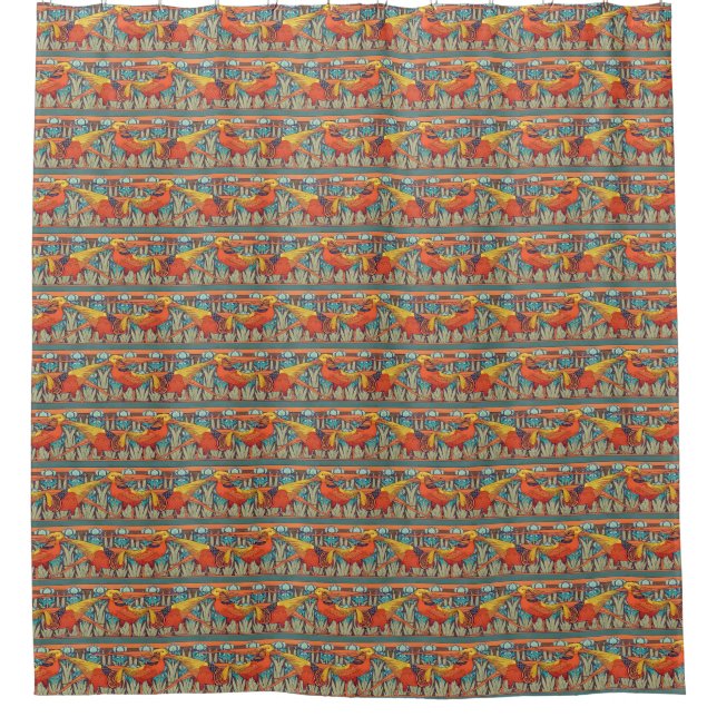 Golden Pheasant Retro Duschvorhang (Vorderseite)