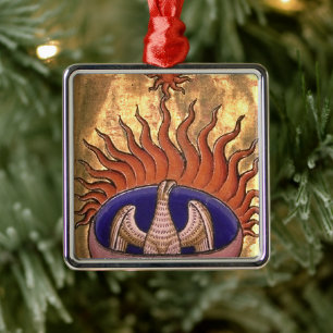 Golden Phoenix aus den Aschen Ornament Aus Metall