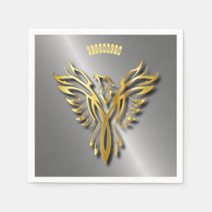 Golden Phoenix Gold Flammen mit Schatten Serviette