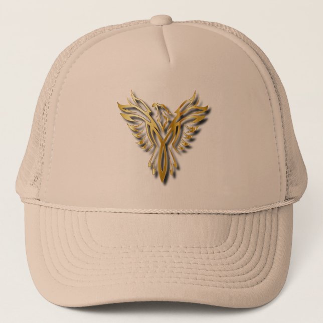 Golden Phoenix Gold Flammen mit Schatten Truckerkappe (Vorderseite)
