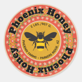 Golden Phoenix Honey Jar Runder Aufkleber