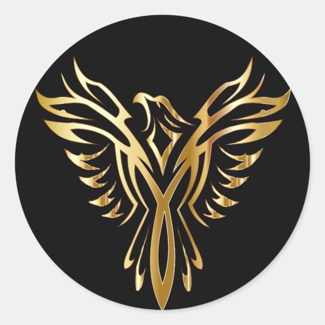 Golden Phoenix Runder Aufkleber (Vorderseite)