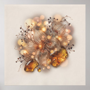Golden Physalis Laternen Schote Botanischer Poster