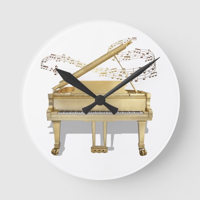 Golden Piano Clock Runde Wanduhr (Vorderseite)