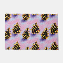 Golden Pinecones Door Mat