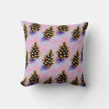 Golden Pinecones Throw Kissen