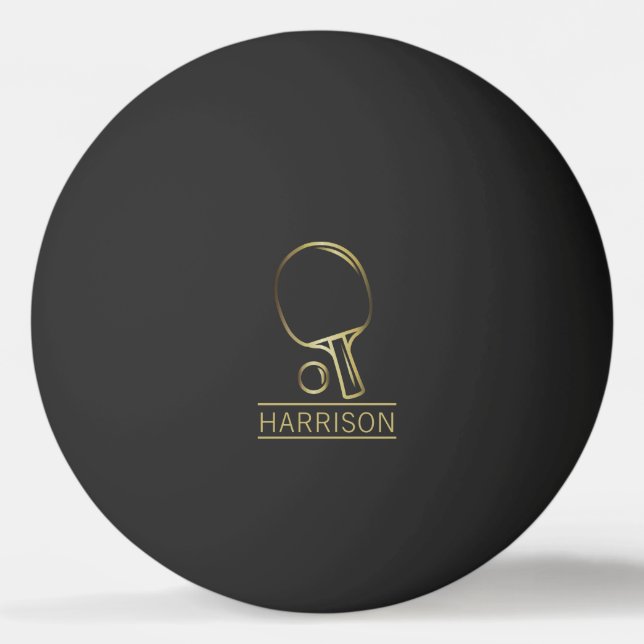 Golden Ping Pong Emblem Personalisiert Tischtennisball (Vorderseite)
