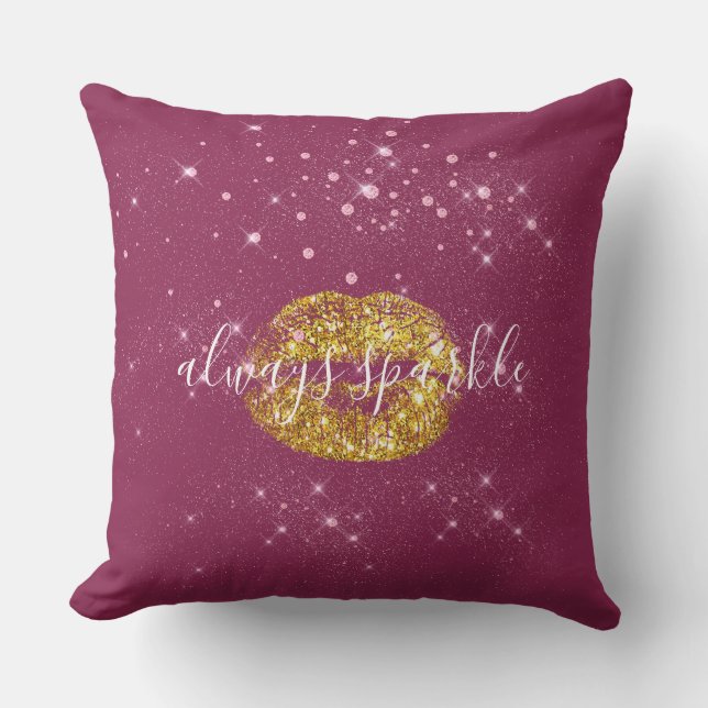 Golden Pink Chic Sparkle Kissen (Vorderseite)