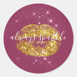 Golden Pink Chic Sparkle Runder Aufkleber