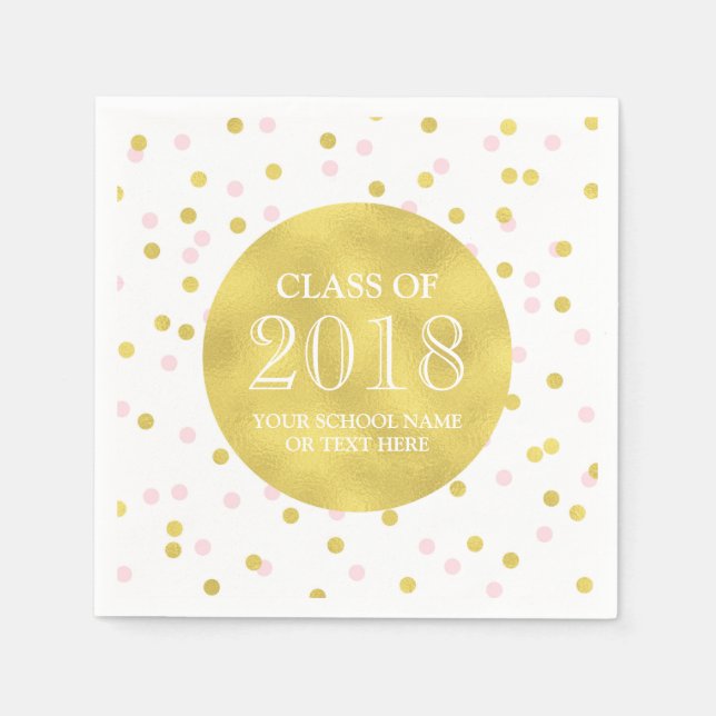 Golden Pink Confetti Class of 2018 Abschluss Serviette (Vorderseite)