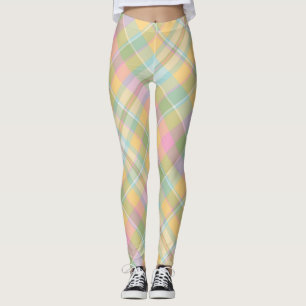 Golden, Pink, Green & Blue Kariertes Muster Leggings