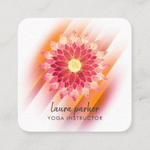 Golden Pink Lotus Blume Yoga Instruktor Zen Art Quadratische Visitenkarte
