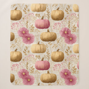 Golden & Pink Pumpkins Falldesign Sherpadecke