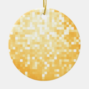 Golden Pixel Sparkle Keramikornament