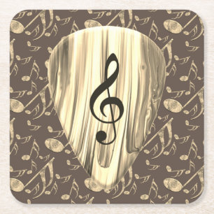 Golden Plectron - Stilvolles Design für Musikliebh Rechteckiger Pappuntersetzer