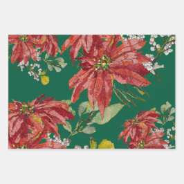 Golden Poinsettia | Fine Art Christmas Red Geschenkpapier Set