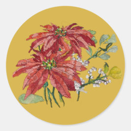 Golden Poinsettia | Fine Art Christmas Sticker