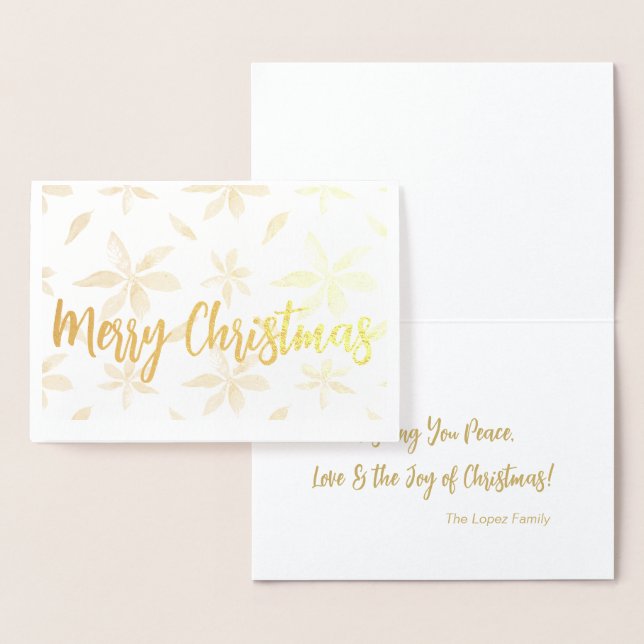 Golden Poinsettia Frohe Weihnachten Personalisiert Folienkarte (Anzeige)
