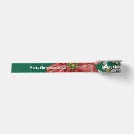 Golden Poinsettia | Personalized Christmas Green Satinband