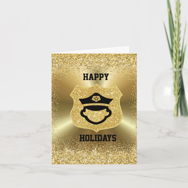 Golden Police Icon Weihnachtskarte Karte (Vorderseite)