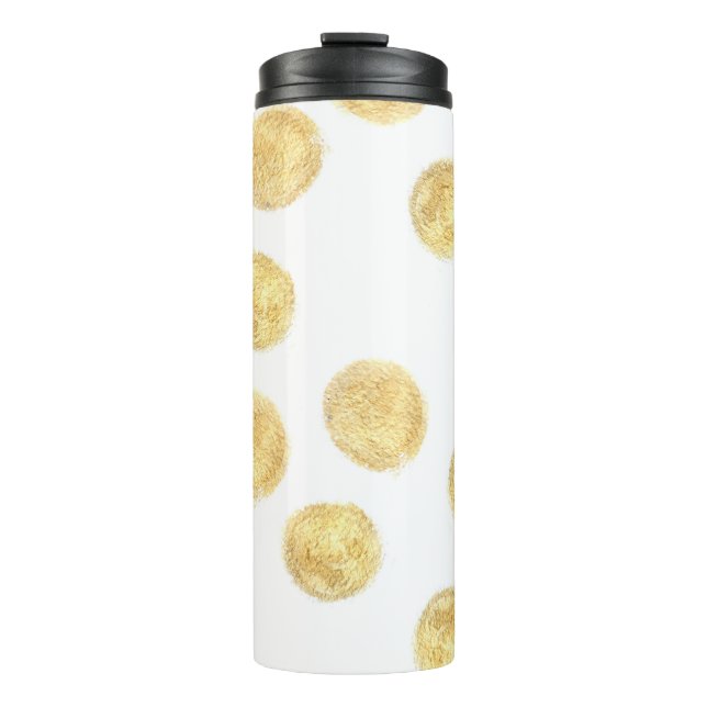 Golden Polka Dot Hand gezogen Thermosbecher (Vorderseite)
