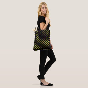 Golden Polka Dots on Black Tasche