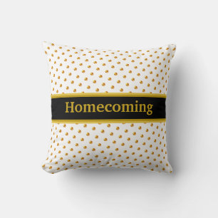Golden Polka Dots on Black & White Kissen