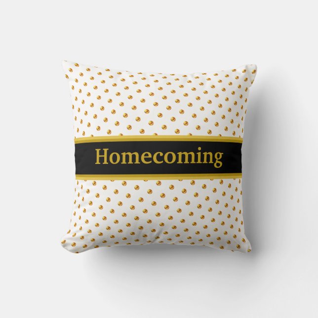 Golden Polka Dots on Black & White Kissen (Vorderseite)