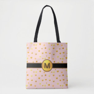 Golden Polka Dots on Pink Tasche