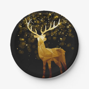 Golden Polygon Geometric Deer Pappteller