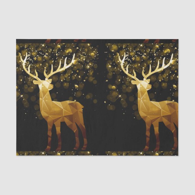 Golden Polygon Geometric Deer Seidenpapier (Vorderseite)