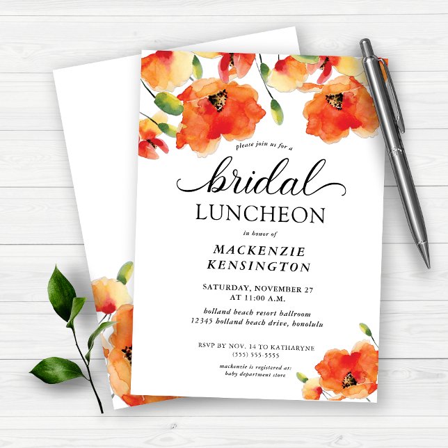 Golden Poppy Bridal Luncheon Dusche Einladung (Von Creator hochgeladen)