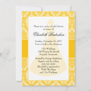 Golden Poppy Damask Brautparty Einladung