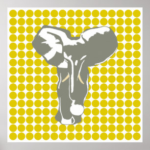 Golden Poppy Safari Dot mit Pop Art Elephant Poster