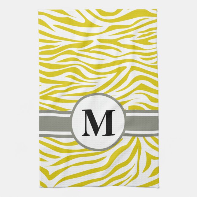 Golden Poppy Safari Zebra mit Monogramm Handtuch (Vertikal)