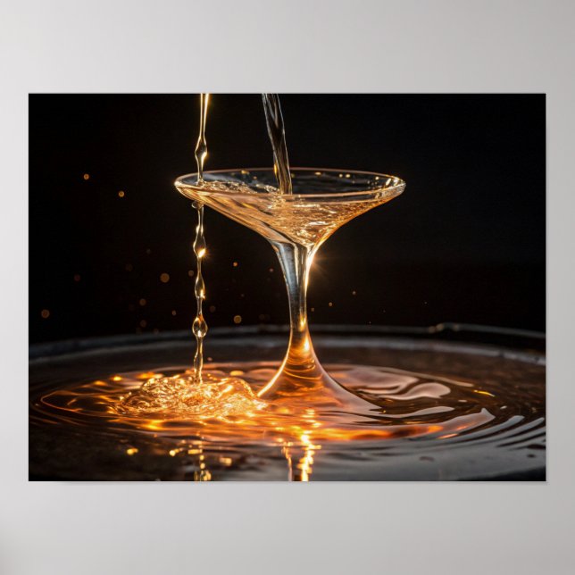 Golden Pour: Flüssiges Gold in einem Cocktailglas Poster (Vorne)