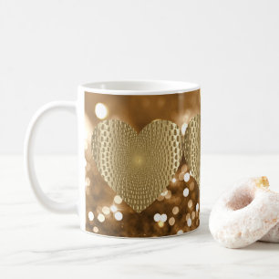 Golden Prismatic Heart Bokeh Imitats Glitzer Kaffeetasse