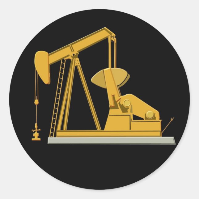 Golden Pumpjack Runder Aufkleber (Vorderseite)