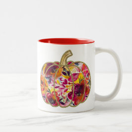 Golden Pumpkin & Floral Delight Coffee Tasse