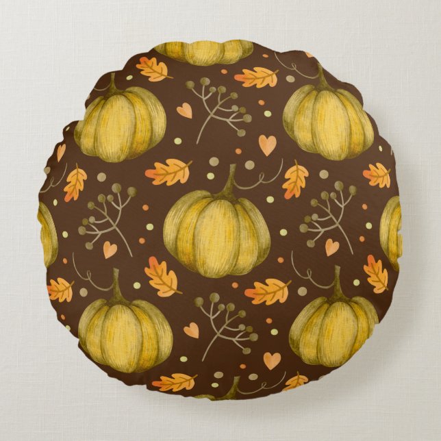 Golden Pumpkin Rundkissen Rundes Kissen (Vorderseite)