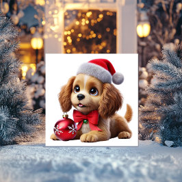 Golden Puppy mit Ornament Feiertagskarte