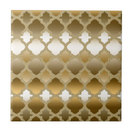 Golden Quatrefoil marokkanisches Gittermuster Fliese