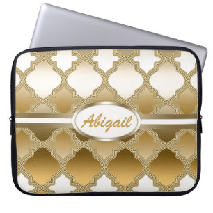 Golden Quatrefoil marokkanisches Gittermuster Laptopschutzhülle