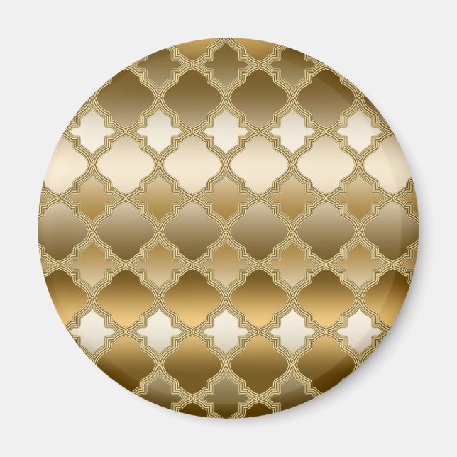 Golden Quatrefoil Moroccan Lattice Pattern Magnet (Vorne)